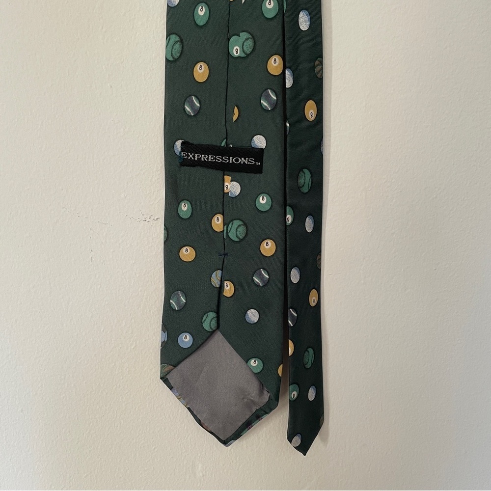 Vintage Expressions Silk Novelty Tie Pool Sports Football Soccer Bowling Ball - Picture 8 of 12